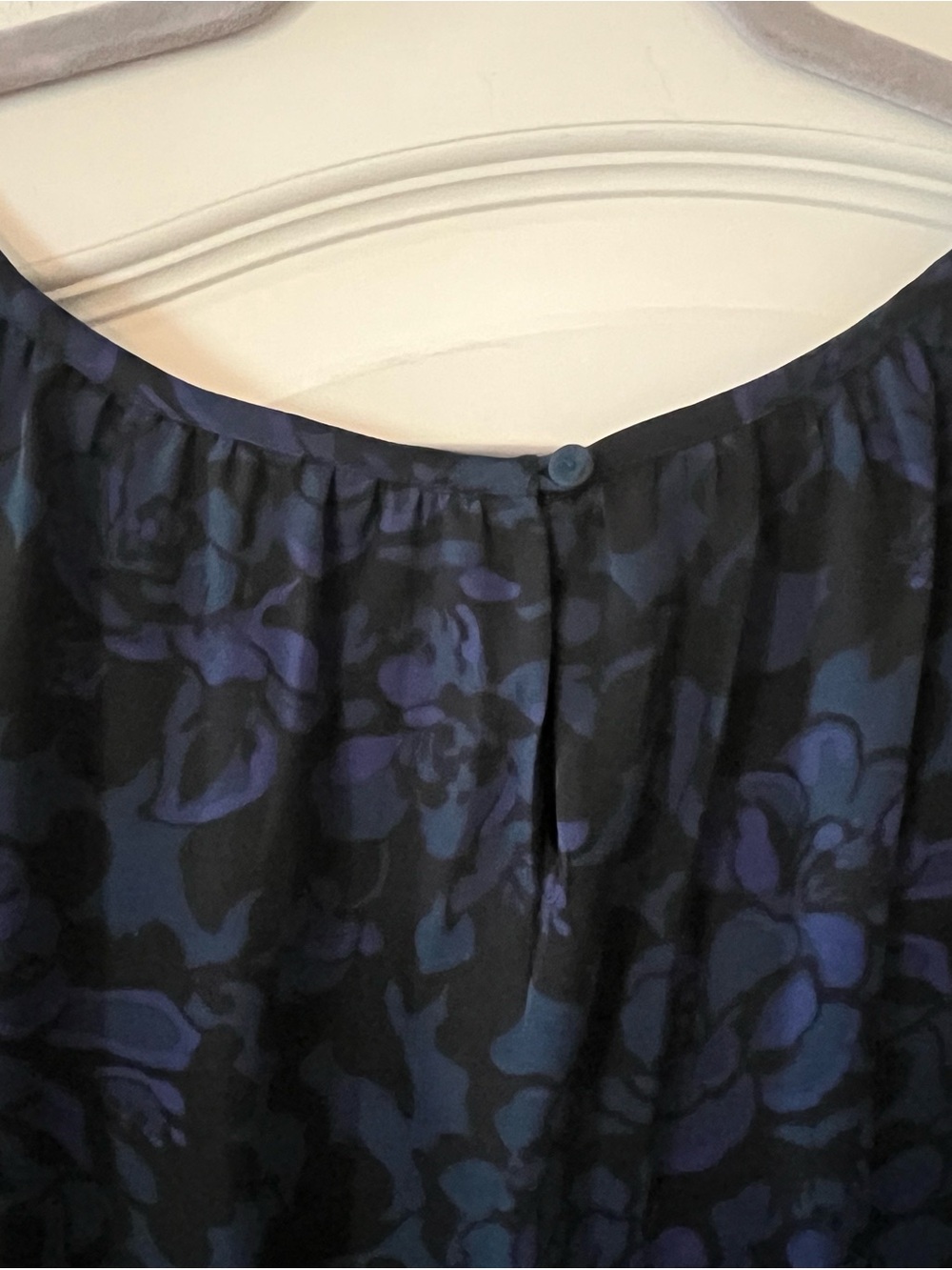 Loft Black Base Floral Long Sleeve Blouse in Dark Teal & Purple Accents Size XXL - Picture 8 of 16